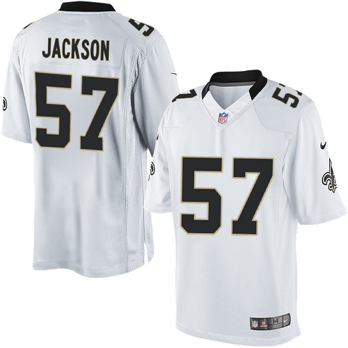 Men's Limited Rickey Jackson Nike Jersey White Road - #57 NFL New Orleans Saints